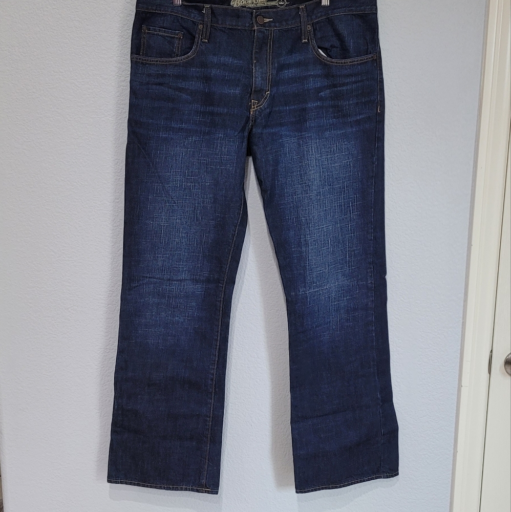 Dark wash long men's jeans 38x34